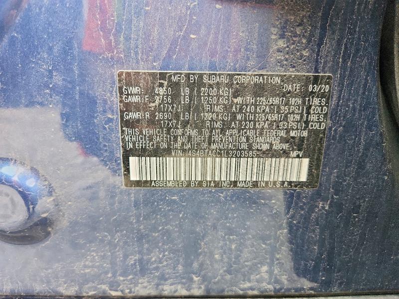 Продажа на аукционе авто 2020 Subaru Outback, vin: 4S4BTACC1L3203585, номер лота: 65908806