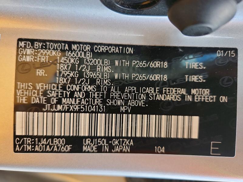 Aukcja sprzedaży 2015 Lexus Gx, vin: JTJJM7FX9F5104131, numer aukcji: 65261096