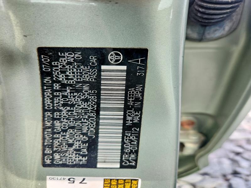 Aukcja sprzedaży 2007 Toyota Prius, vin: JTDKB20U873292815, numer aukcji: 62303006