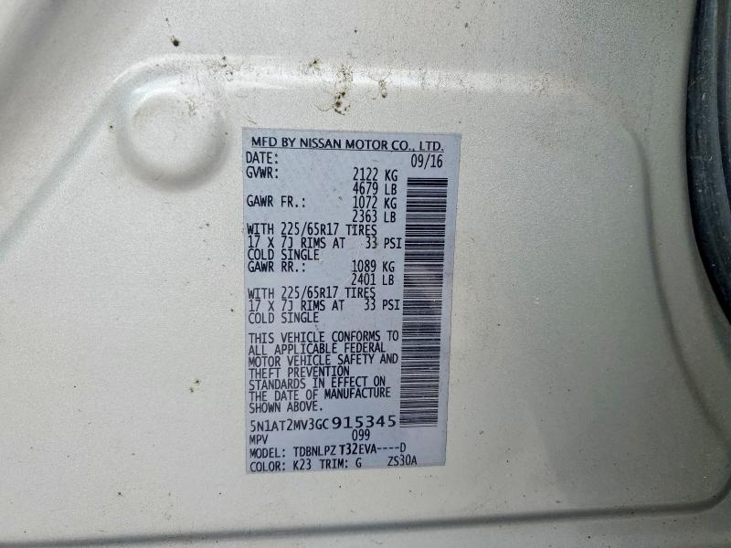 Продажа на аукционе авто 2016 Nissan Rogue, vin: 5N1AT2MV3GC915345, номер лота: 59921476