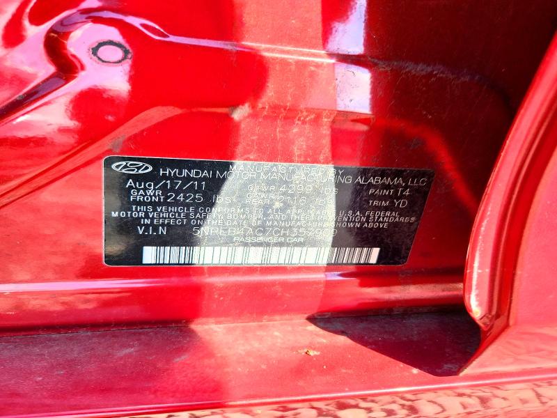 2012 Hyundai Sonata მანქანა იყიდება აუქციონზე, vin: 5NPEB4AC7CH357909, აუქციონის ნომერი: 66561856