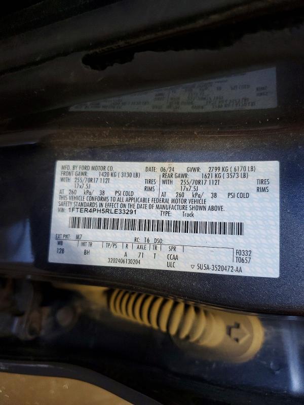 2024 Ford Ranger მანქანა იყიდება აუქციონზე, vin: 1FTER4PH5RLE33291, აუქციონის ნომერი: 63926106