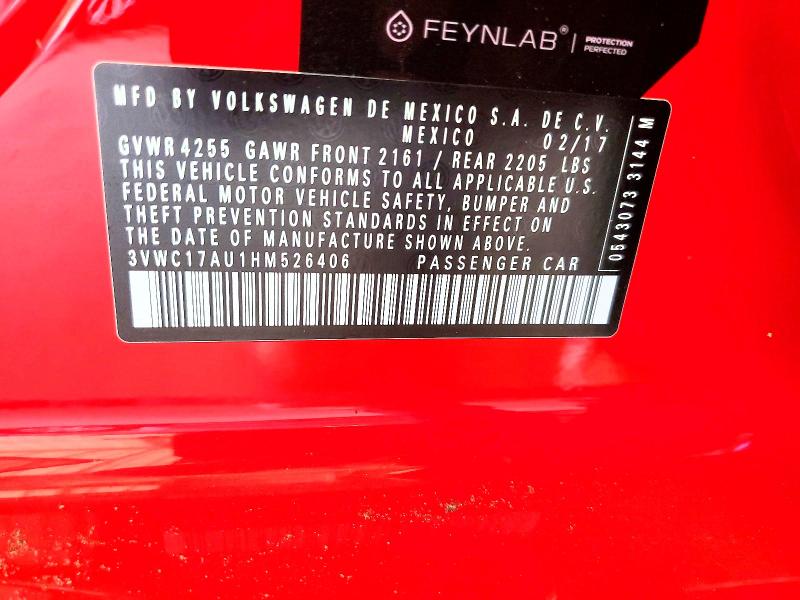Продаж на аукціоні авто 2017 Volkswagen Golf Sportwagen, vin: 3VWC17AU1HM526406, номер лоту: 66008476