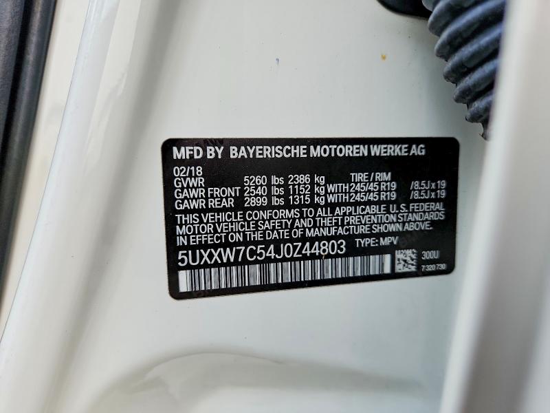 Aukcja sprzedaży 2018 Bmw X4, vin: 5UXXW7C54J0Z44803, numer aukcji: 64036346