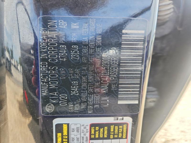 65910066 :رقم المزاد ، KNALC4J12L5230193 vin ، 2020 Kia Cadenza مزاد بيع