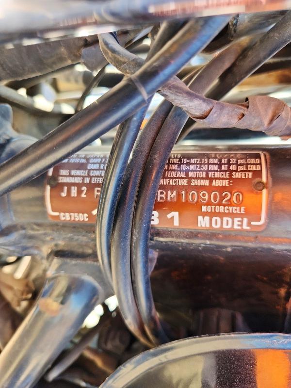 Продаж на аукціоні авто 1981 Honda Cb750, vin: JH2RC0110BM109020, номер лоту: 65224146