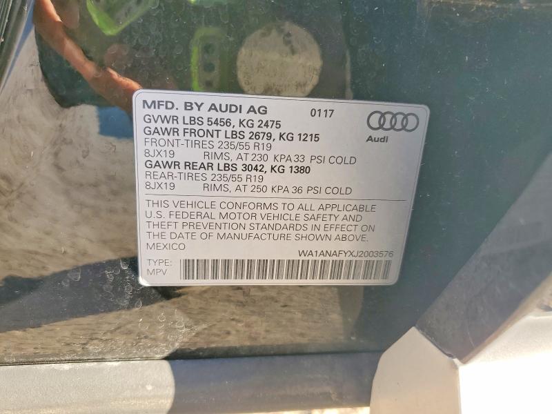 66531836 :رقم المزاد ، WA1ANAFYXJ2003576 vin ، 2018 Audi Q5 مزاد بيع