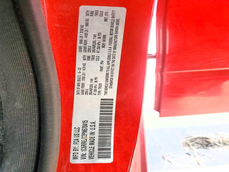 63753926 :رقم المزاد ، 1C6RREJT2PN670415 vin ، 2023 Ram 1500 مزاد بيع