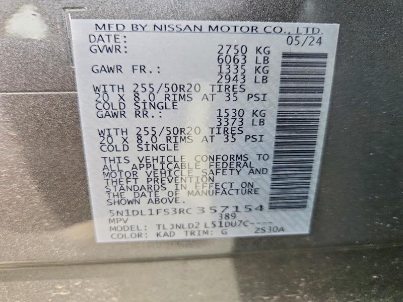 Продаж на аукціоні авто 2024 Infiniti Qx60, vin: 5N1DL1FS3RC357154, номер лоту: 64386266