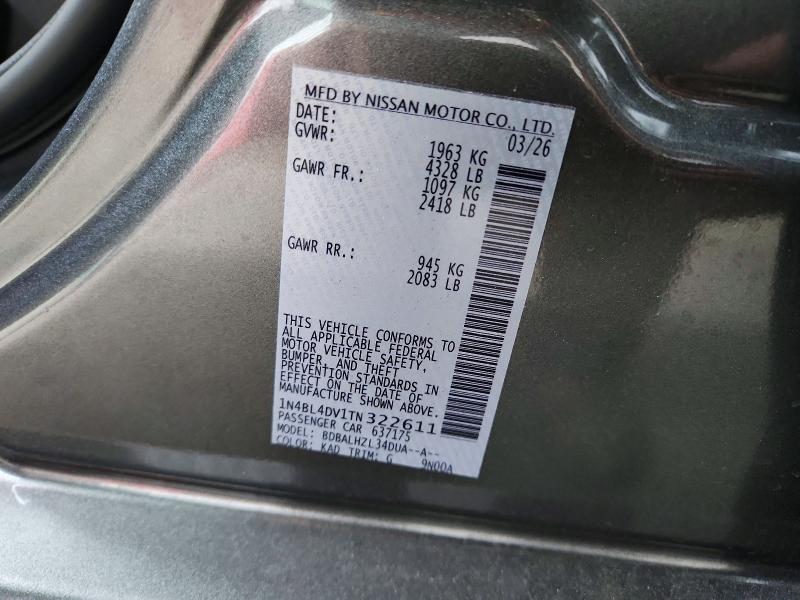 Продаж на аукціоні авто 2026 Nissan Altima, vin: 1N4BL4DV1TN322611, номер лоту: 64807326