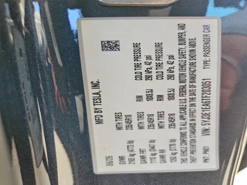 Aukcja sprzedaży 2026 Tesla Model 3, vin: 5YJ3E1EA6TF203051, numer aukcji: 64335606