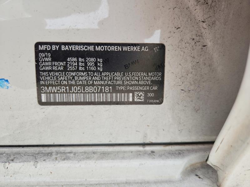 Продаж на аукціоні авто 2020 Bmw 330i, vin: 3MW5R1J05L8B07181, номер лоту: 64237346