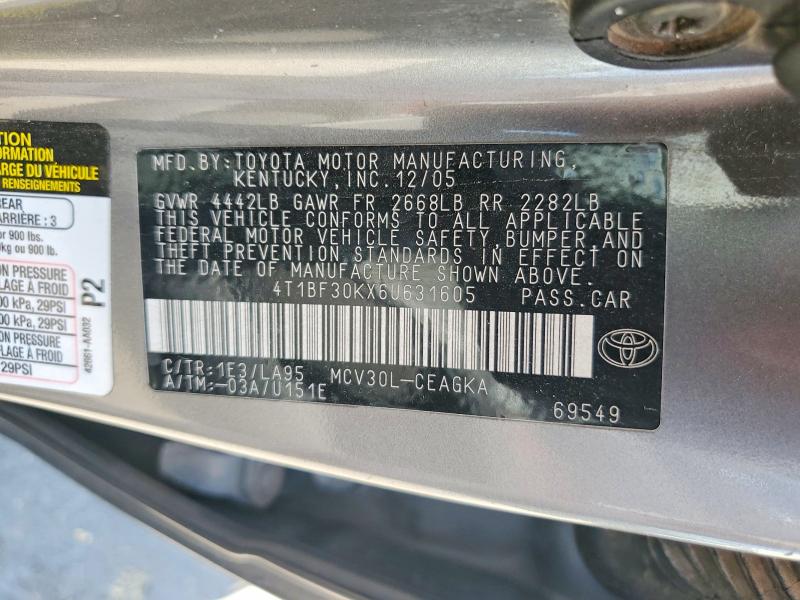 67378896 :رقم المزاد ، 4T1BF30KX6U631605 vin ، 2006 Toyota Camry مزاد بيع