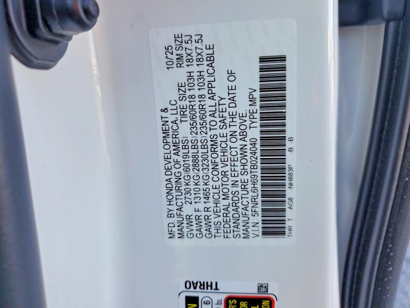 Продажа на аукционе авто 2026 Honda Odyssey, vin: 5FNRL6H69TB024040, номер лота: 64265746