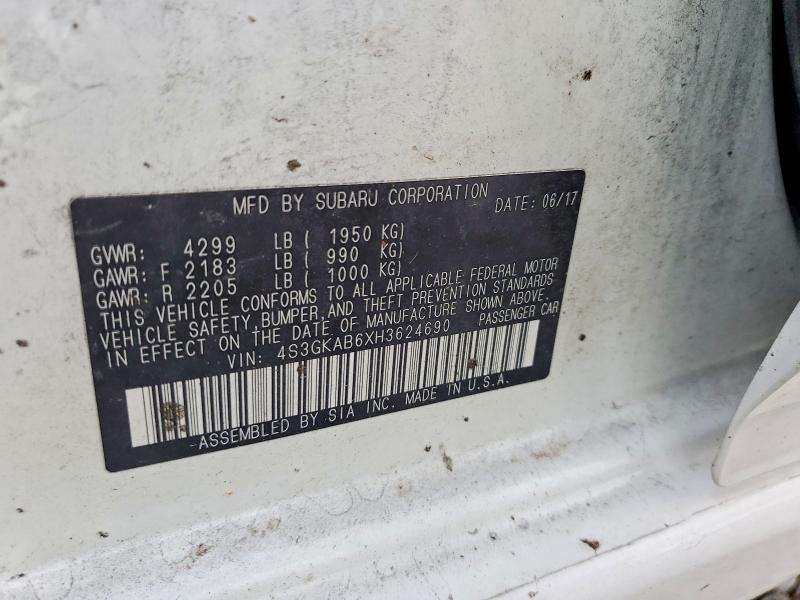 63389576 :رقم المزاد ، 4S3GKAB6XH3624690 vin ، 2017 Subaru Impreza مزاد بيع