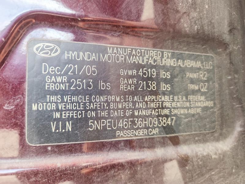 Auction sale of the 2006 Hyundai Sonata, vin: 5NPEU46F36H093847, lot number: 66095866