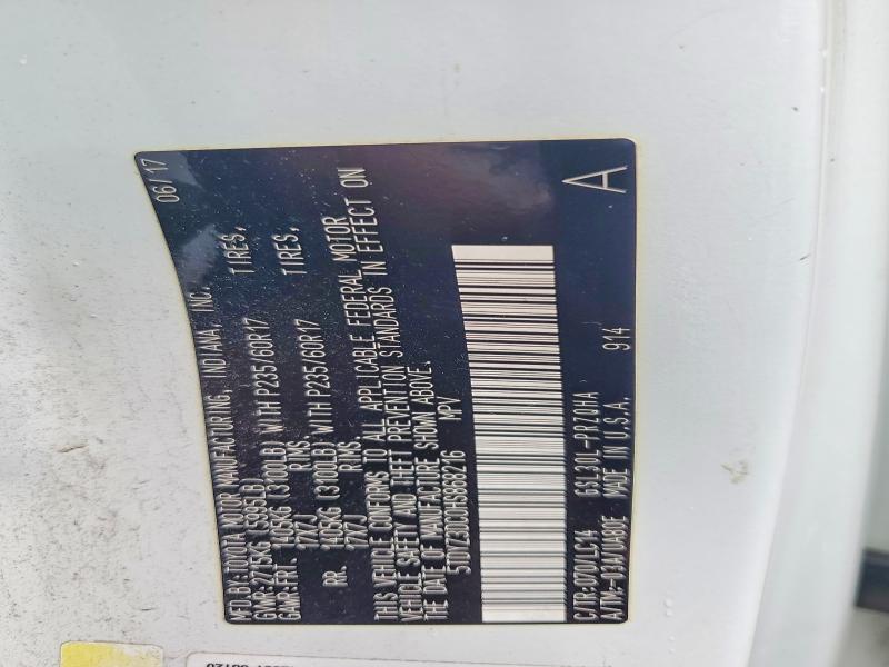 2017 Toyota Sienna მანქანა იყიდება აუქციონზე, vin: 5TDYZ3DC0HS868216, აუქციონის ნომერი: 66203166