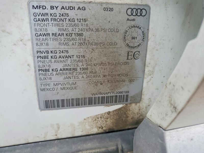 Продажа на аукционе авто 2020 Audi Q5, vin: WA1ANAFY7L2086189, номер лота: 64305196