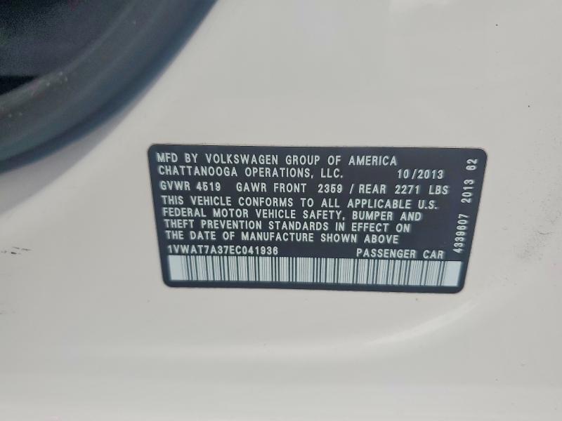 Продаж на аукціоні авто 2014 Volkswagen Passat, vin: 1VWAT7A37EC041936, номер лоту: 67030076