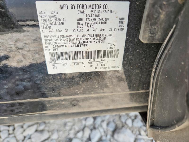 Продаж на аукціоні авто 2018 Ford Edge, vin: 2FMPK4J97JBB37851, номер лоту: 63144546
