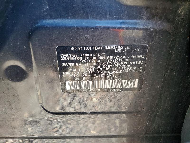 65590186 :رقم المزاد ، JF2SJABC6FH571670 vin ، 2015 Subaru Forester مزاد بيع