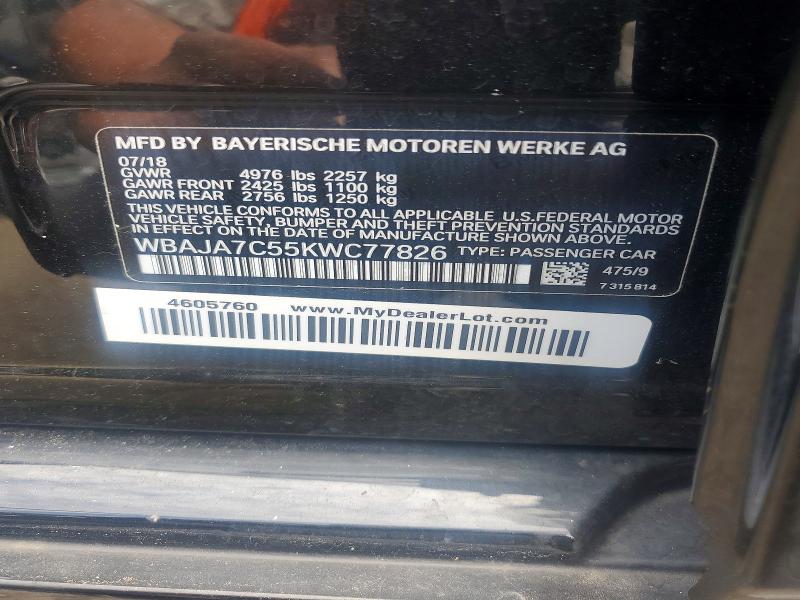 Продаж на аукціоні авто 2019 Bmw 530, vin: WBAJA7C55KWC77826, номер лоту: 65555806