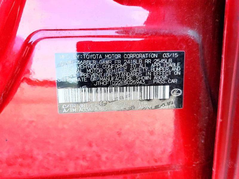 Aukcja sprzedaży 2015 Lexus Is, vin: JTHCF1D22F5025943, numer aukcji: 63819946