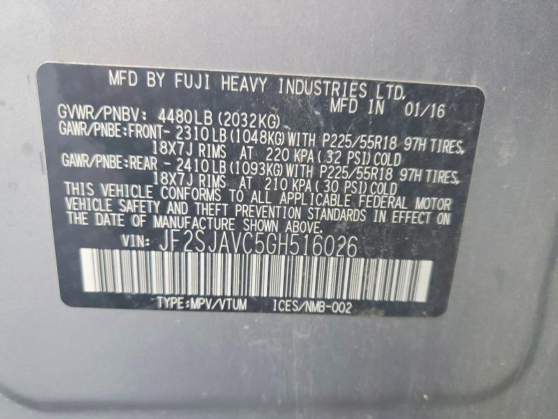 Aukcja sprzedaży 2016 Subaru Forester, vin: JF2SJAVC5GH516026, numer aukcji: 63530406