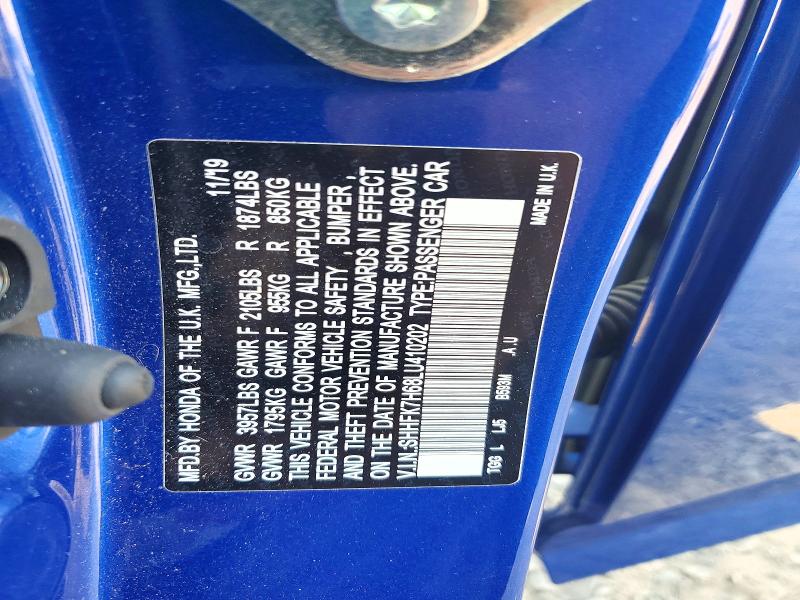 Продажа на аукционе авто 2020 Honda Civic, vin: SHHFK7H68LU410202, номер лота: 64123286
