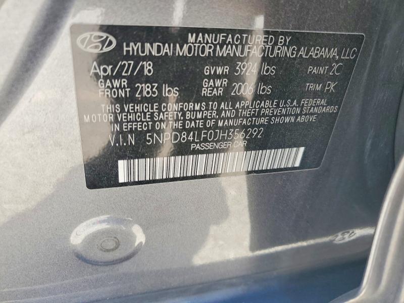 Aukcja sprzedaży 2018 Hyundai Elantra, vin: 5NPD84LF0JH356292, numer aukcji: 63511426