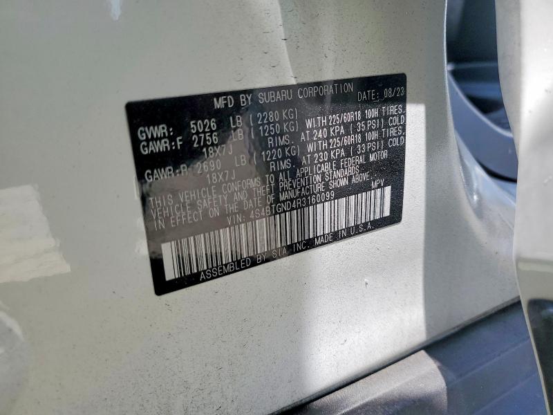 Aukcja sprzedaży 2024 Subaru Outback, vin: 4S4BTGND4R3160099, numer aukcji: 64419846