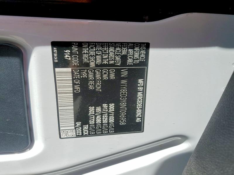 63643816 :رقم المزاد ، W1Y8ED3Y8NT096958 vin ، 2022 Mercedes-benz Sprinter مزاد بيع
