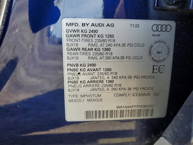 Aukcja sprzedaży 2023 Audi Q5, vin: WA1AAAFY7P2060323, numer aukcji: 64411716