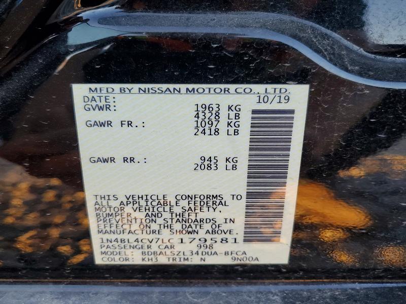 Aukcja sprzedaży 2020 Nissan Altima, vin: 1N4BL4CV7LC179581, numer aukcji: 66226156
