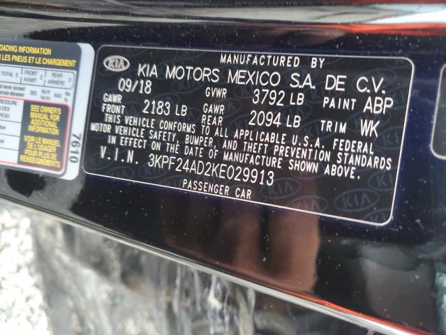 64020606 :رقم المزاد ، 3KPF24AD2KE029913 vin ، 2019 Kia Forte مزاد بيع