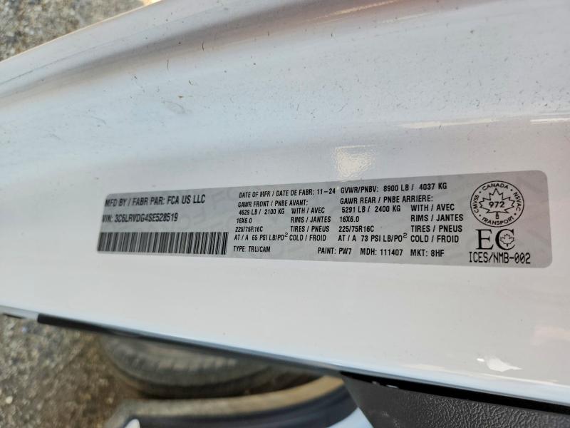 66744616 :رقم المزاد ، 3C6LRVDG4SE528519 vin ، 2025 Ram Promaster 2500 مزاد بيع