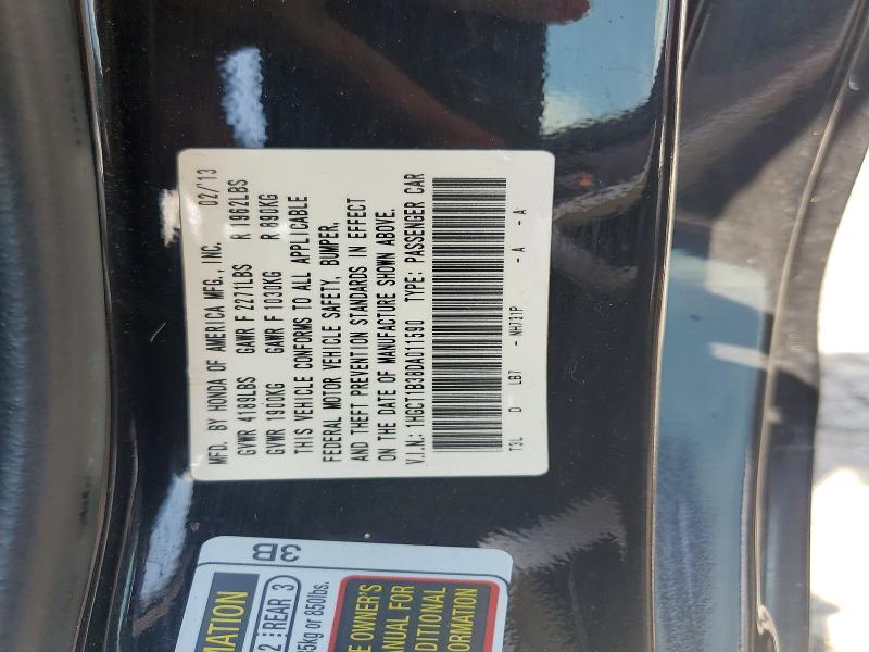 64797446 :رقم المزاد ، 1HGCT1B38DA011590 vin ، 2013 Honda Accord مزاد بيع