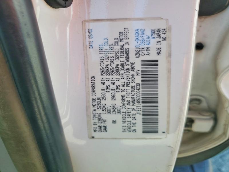 Aukcja sprzedaży 2003 Toyota 4runner, vin: JTEZT14R630004230, numer aukcji: 64117086