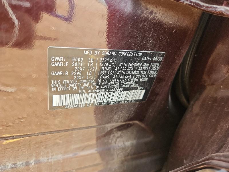 63198446 :رقم المزاد ، 4S4WMAWD2P3457606 vin ، 2023 Subaru Ascent مزاد بيع