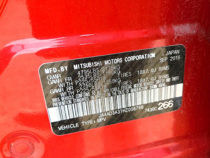 Продажа на аукционе авто 2017 Mitsubishi Outlander, vin: JA4AD3A31HZ008788, номер лота: 66211106