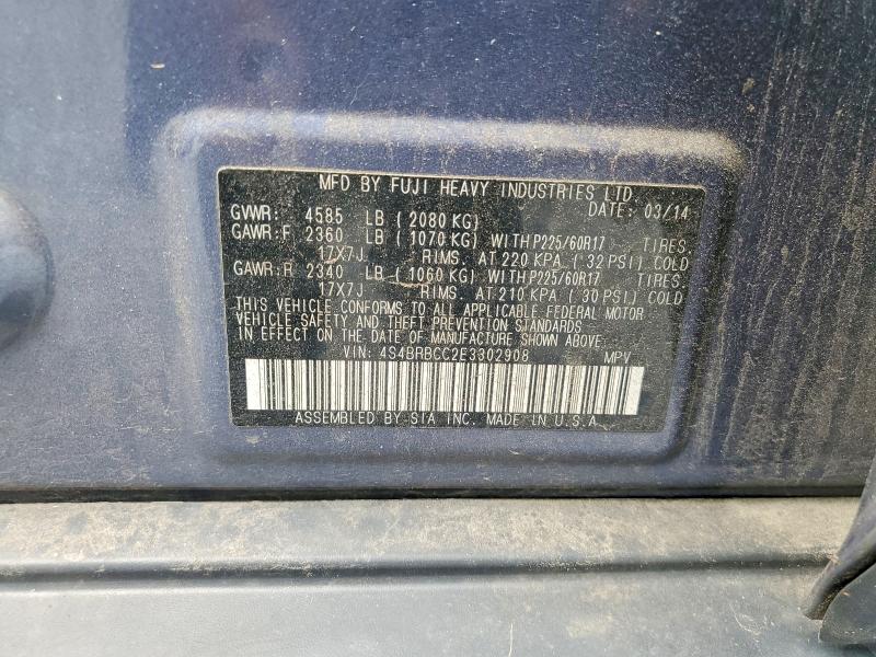 65219906 :رقم المزاد ، 4S4BRBCC2E3302908 vin ، 2014 Subaru Outback مزاد بيع