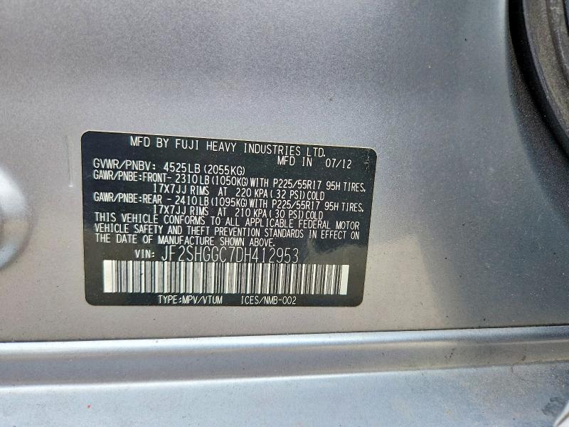 Продажа на аукционе авто 2013 Subaru Forester, vin: JF2SHGGC7DH412953, номер лота: 65003676