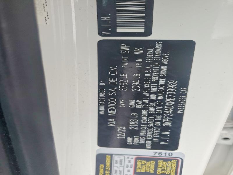 64577636 :رقم المزاد ، 3KPF24ADXRE739989 vin ، 2024 Kia Forte مزاد بيع