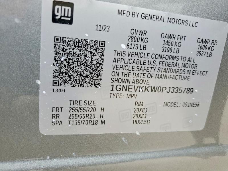 2023 Chevrolet Traverse მანქანა იყიდება აუქციონზე, vin: 1GNEVKKW0PJ335789, აუქციონის ნომერი: 64575296
