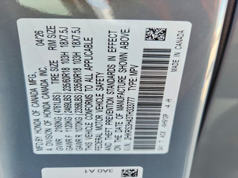 Продажа на аукционе авто 2026 Honda Cr-v, vin: 2HKRS3H43TH333777, номер лота: 64147556