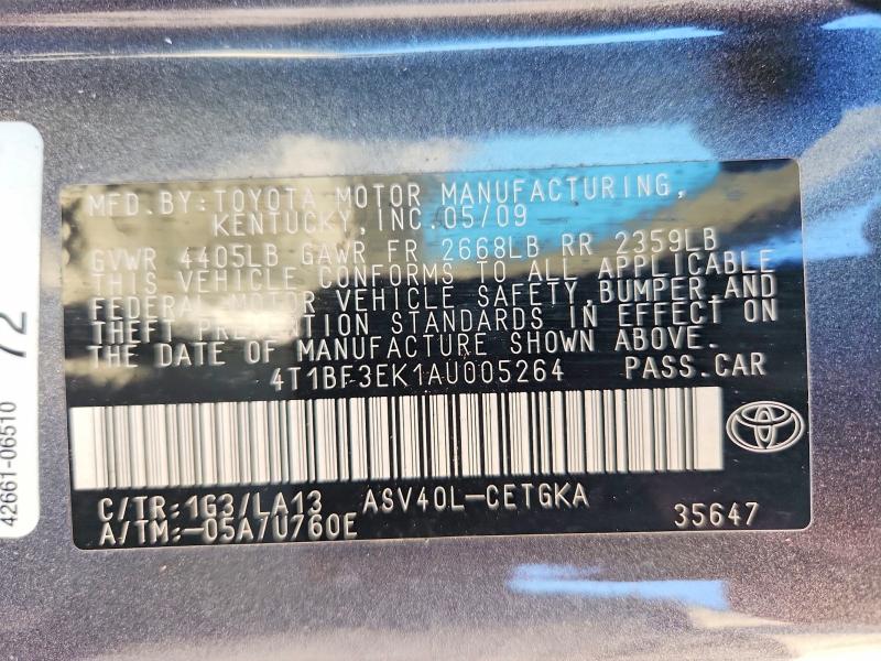 Продажа на аукционе авто 2010 Toyota Camry, vin: 4T1BF3EK1AU005264, номер лота: 64755446