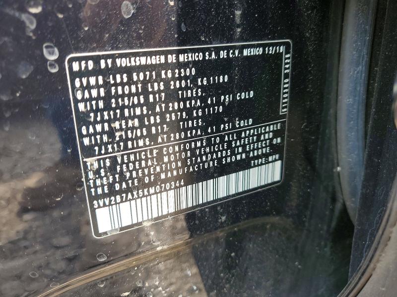 63735226 :رقم المزاد ، 3VV2B7AX5KM070344 vin ، 2019 Volkswagen Tiguan مزاد بيع