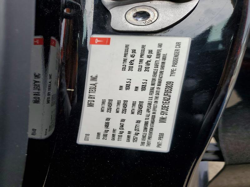 2018 Tesla Model 3 მანქანა იყიდება აუქციონზე, vin: 5YJ3E1EA2JF053839, აუქციონის ნომერი: 63767416
