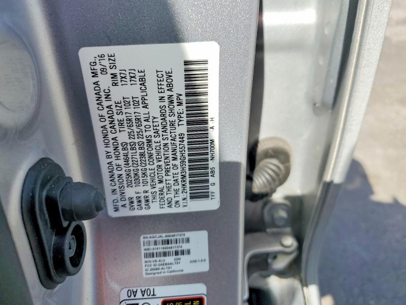 Продаж на аукціоні авто 2016 Honda Cr-v, vin: 2HKRM3H59GH557449, номер лоту: 65190576