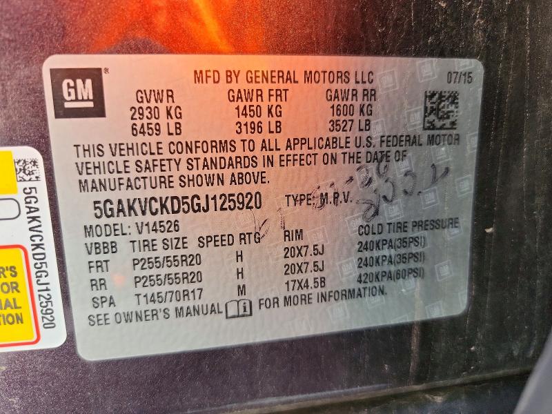 2016 Buick Enclave მანქანა იყიდება აუქციონზე, vin: 5GAKVCKD5GJ125920, აუქციონის ნომერი: 66280356